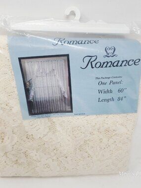 Vintage Romance Lace Curtain Panel in Ivory, Size 60 x 84